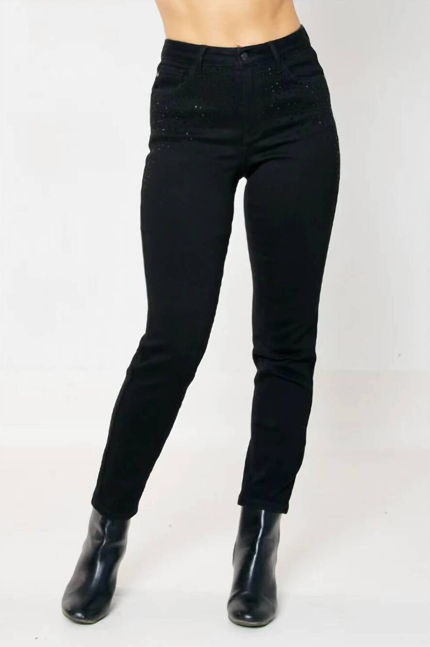 NEW JUDY BLUE marie embellishment slim jeans in black